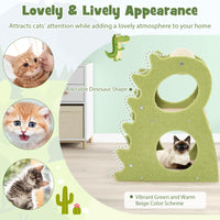 Tangkula Cute Cat Tree, Dinosaur-Shaped Cat Tower with Rotatable Sisal Scratching Ball (Green)