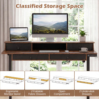 Tangkula 55-Inch Electric Standing Desk with 4 Storage Drawers & Monitor Stand