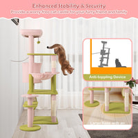 Tangkula Flower Cat Tree, 58 Inch Tall Cat Tower with Plush Padded Top Perch
