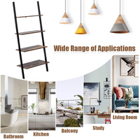 Tangkula Industrial 4-Tier Ladder Shelf, Against The Wall Bookcase for Living Room & Office
