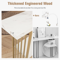 Tangkula 48" Console Table, White Faux Marble Entryway Table with Gold Finished Frame