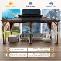 Tangkula 12x20 Ft Hardtop Double-Roof Patio Gazebo