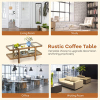 Tangkula Rattan Coffee Table 47.5”L Boho Cocktail Tables
