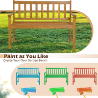 Tangkula Outdoor Acacia Wood Bench, 2-Person Garden Bench with Backrest and Armrests