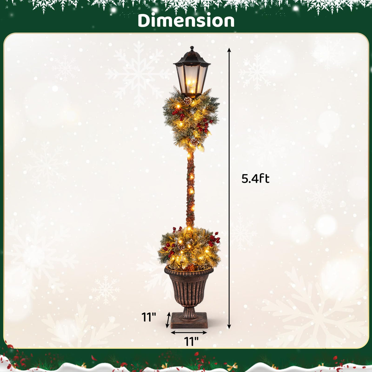 Tangkula 11" x 11" x 64" Lighted Christmas Lamppost