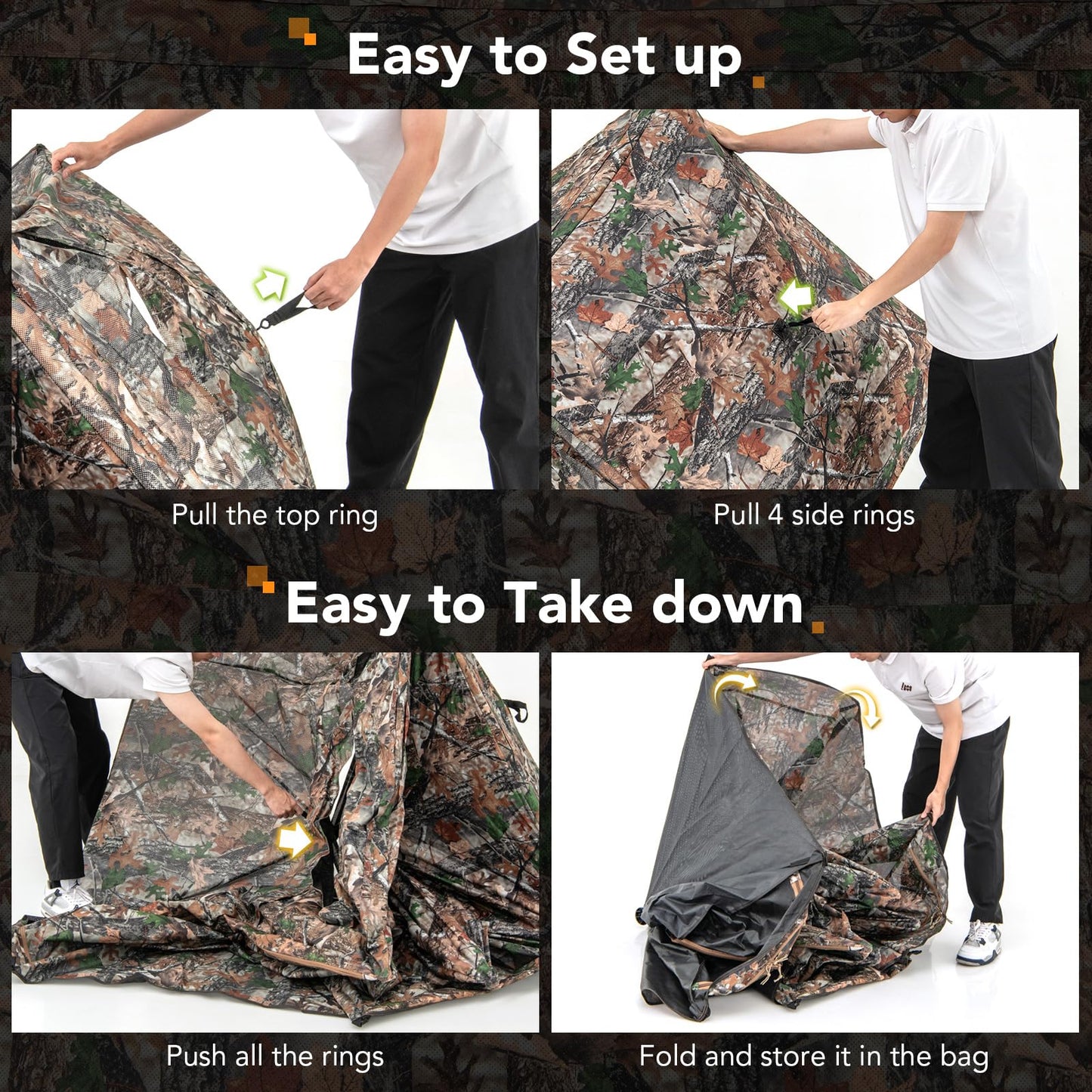 Tangkula 2-3 Person Hunting Blind, 360 Degree See Through Ground Blind with 4 Silent Slide Windows