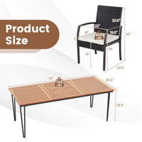 Tangkula Ensemble de salle à manger de jardin 9 pièces en rotin avec table en bois d'acacia