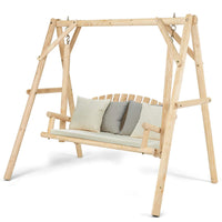 Tangkula Wooden Porch Swing for Patio Garden Yard