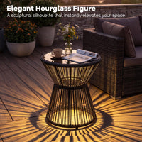 Tangkula PE Rattan Hourglass-Shaped Outdoor Side Table with LED Warm Light (1/2)