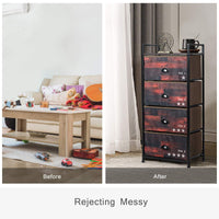 4 Drawer Dresser, Vertical Dresser Storage Tower with Fabric Drawers and Steel Frame