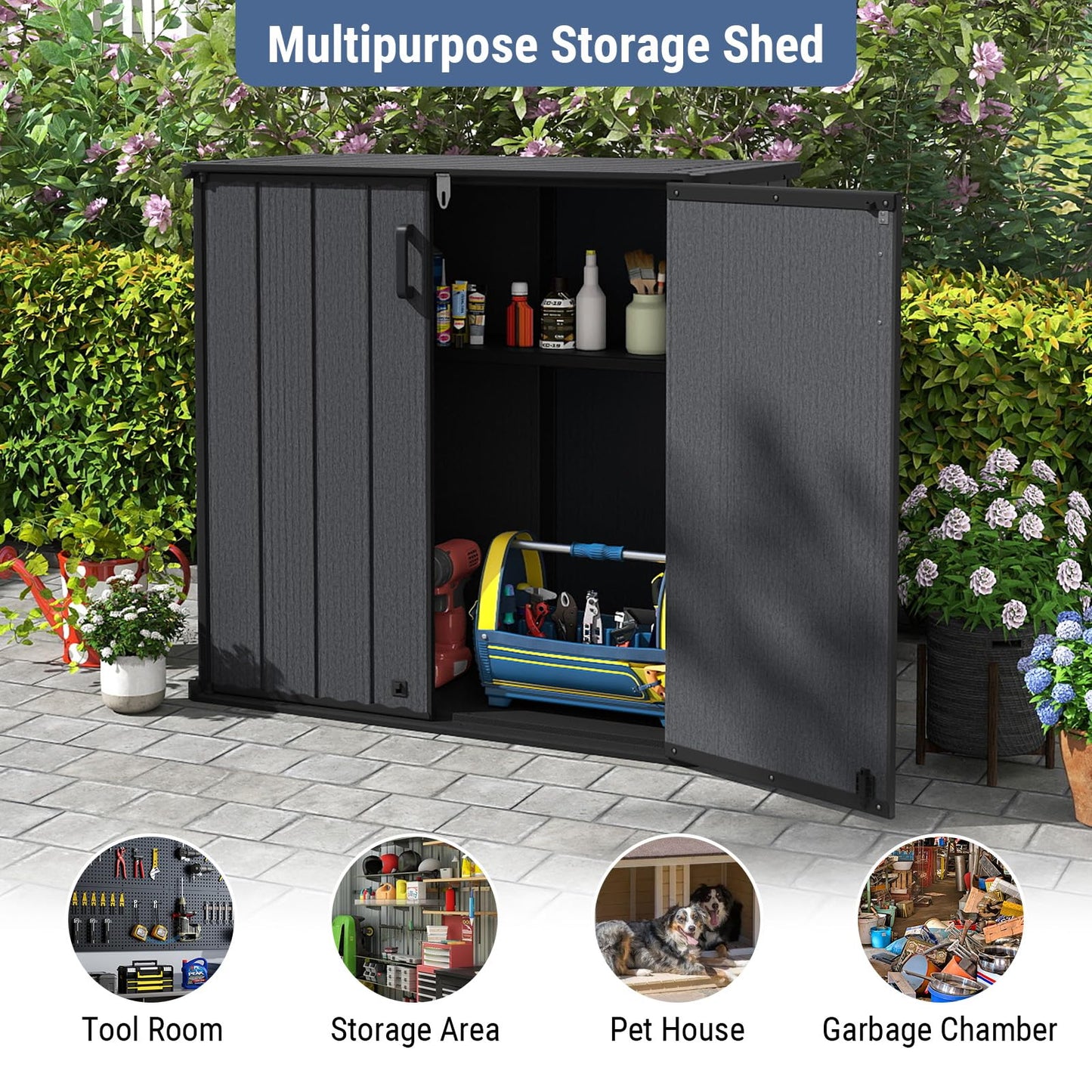 angkula 175 Gallon Outdoor Storage Box All-Weather Resin Patio Storage Box