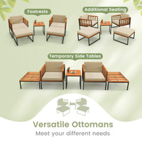 Tangkula 5 Pieces Acacia Wood Patio Furniture Set with Ottomans, Outdoor Conversation Set