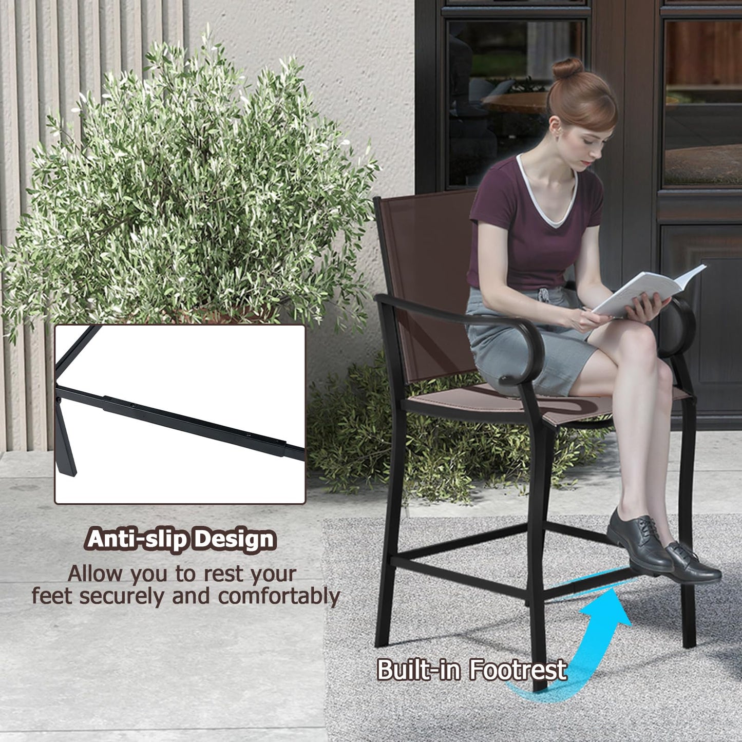 Tangkula Outdoor Counter Height Bar Stools Set of 2/4