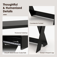 Tangkula Computer Desk with Storage Drawer, Small Writing Desk with Monitor Stand Riser