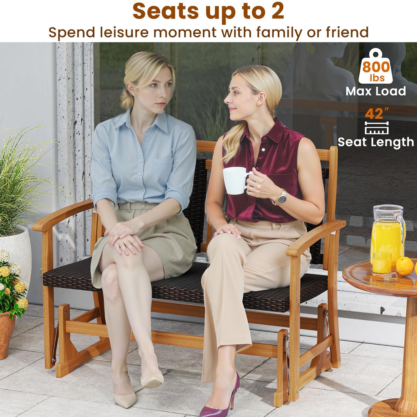 Tangkula Patio Rattan Glider Chair（double seat）