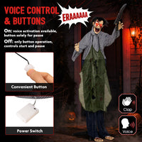 Tangkula Halloween Animated Standing Zombie Holding Knife with Glowing Eyes