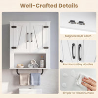 Tangkula Bathroom Wall Cabinet with 2 Barn Doors & Metal Towel Bar