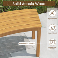 Ensemble de bancs d'extérieur incurvés en bois d'acacia Tangkula