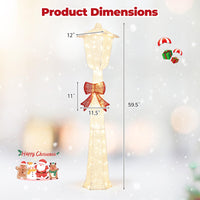 Tangkula 5 FT Lighted Christmas Lamp Post with Bowknot Decorations