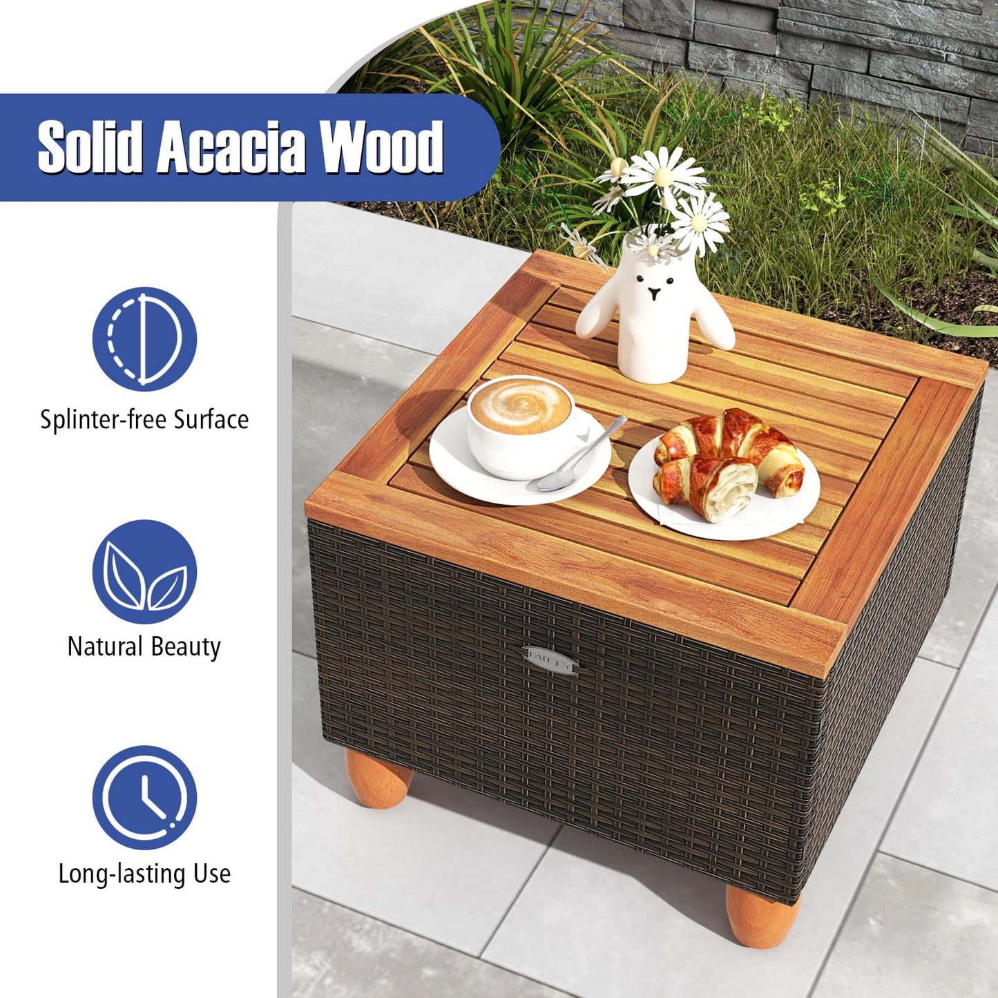 Tangkula  Patiojoy Outdoor PE Wicker Bistro Set