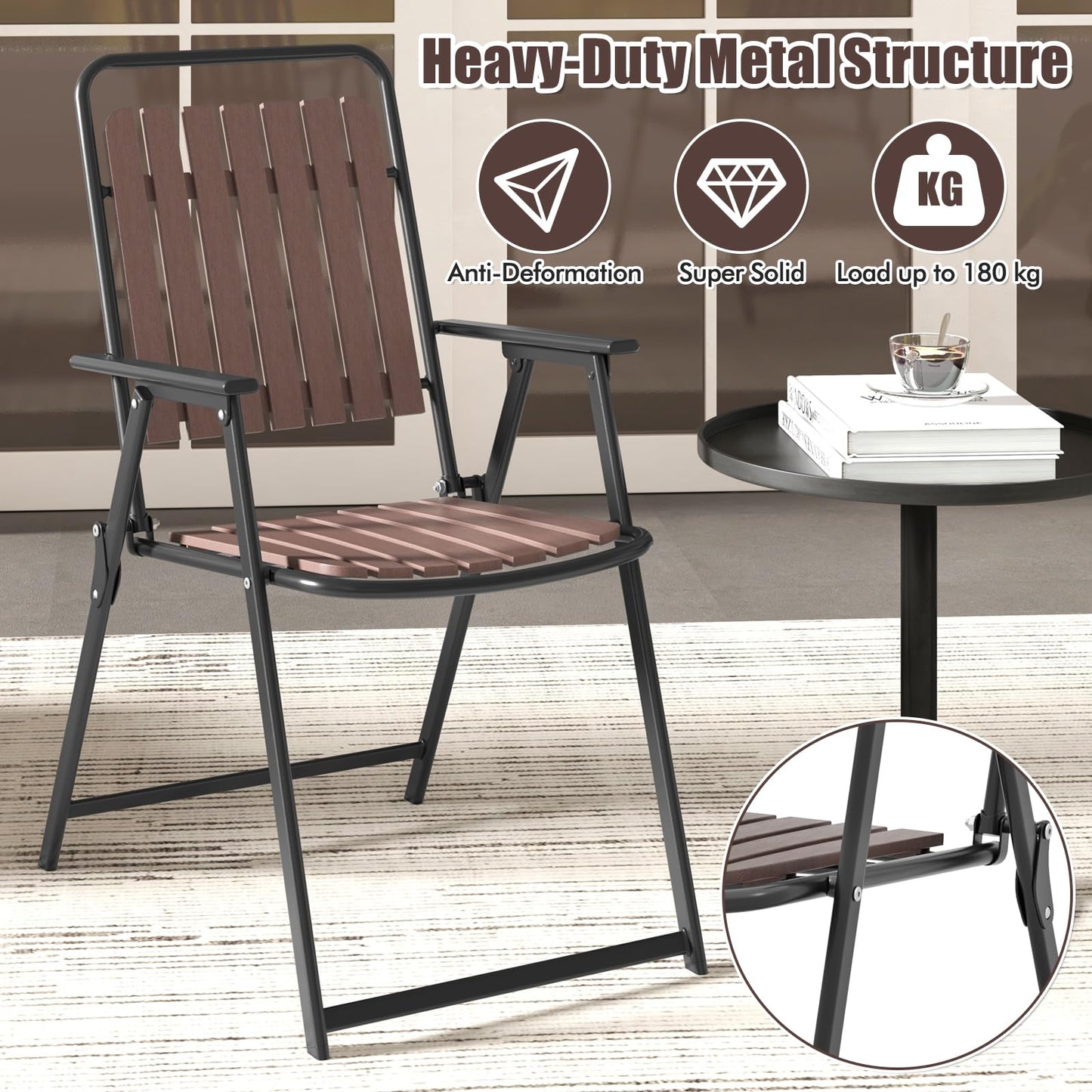 Tangkula 4 Piece Outdoor Patio Folding Dining Chairs