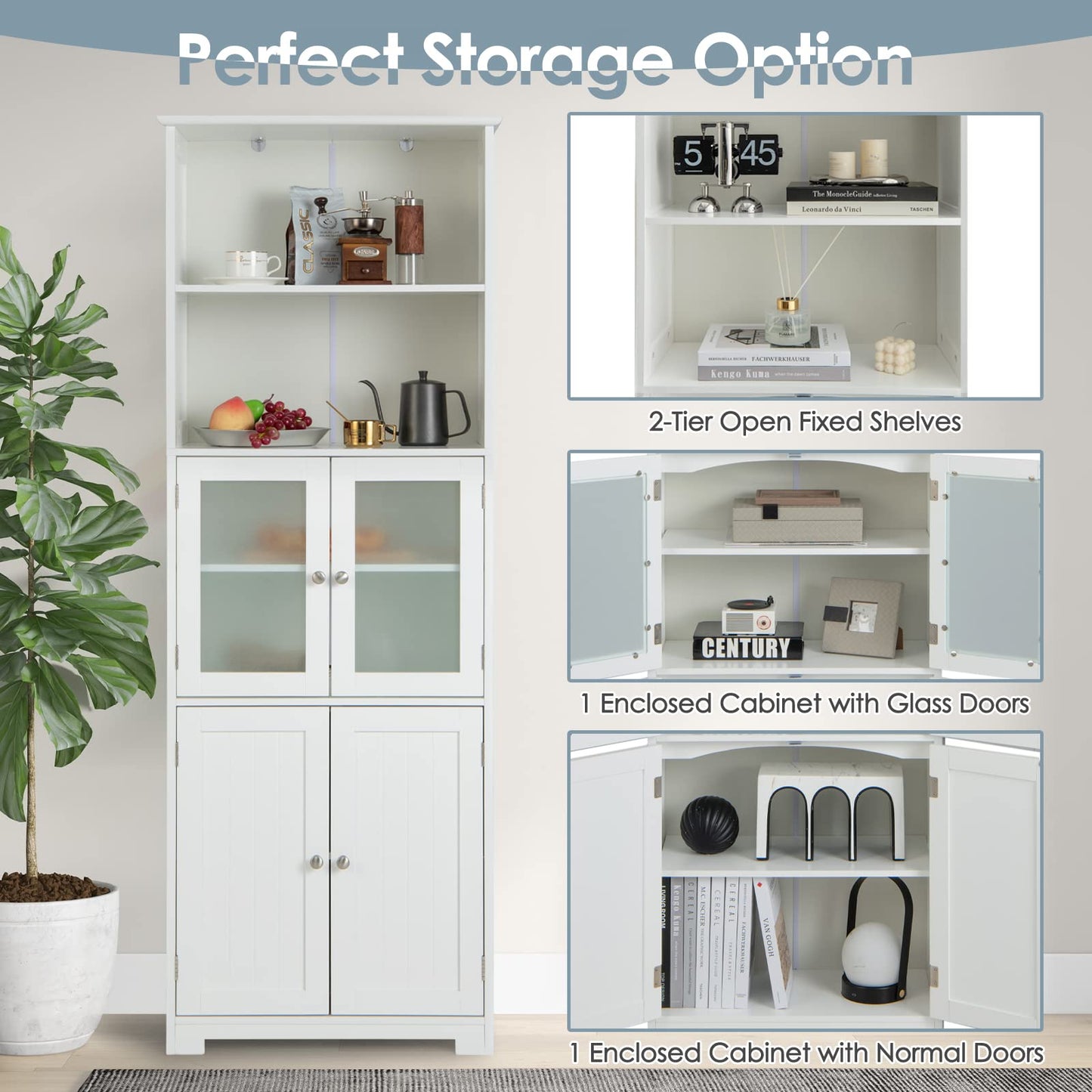 Tangkula Tall Bathroom Storage Cabinet, Freestanding Floor Cabinet