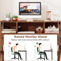 Tangkula Bureau Mid-Century avec 3 Tiroirs de Rangement