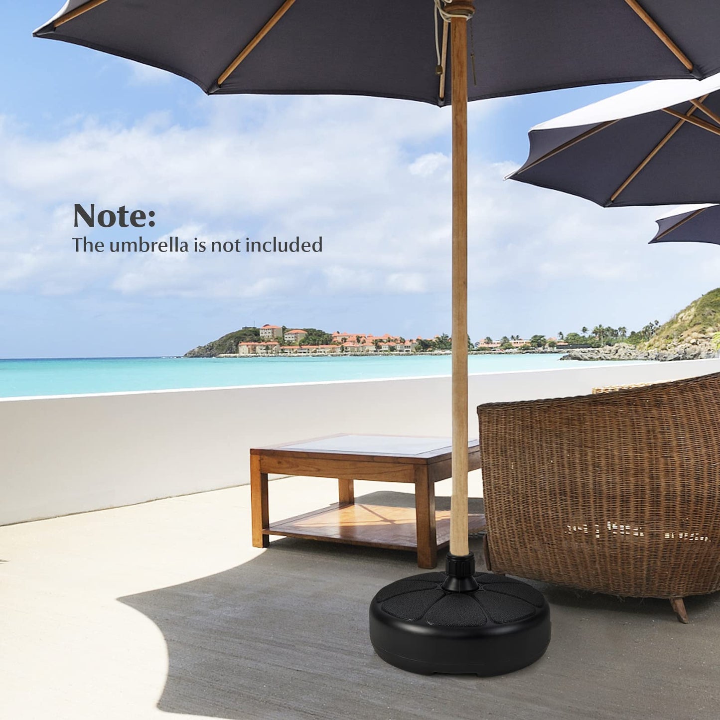 Tangkula Fillable Round Umbrella Base, Water & Sand Filled Patio Umbrella Stand