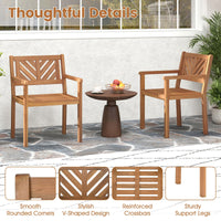 Tangkula Acacia Wood Patio Dining Chairs Set of 2/4 with 400 lbs Capacity