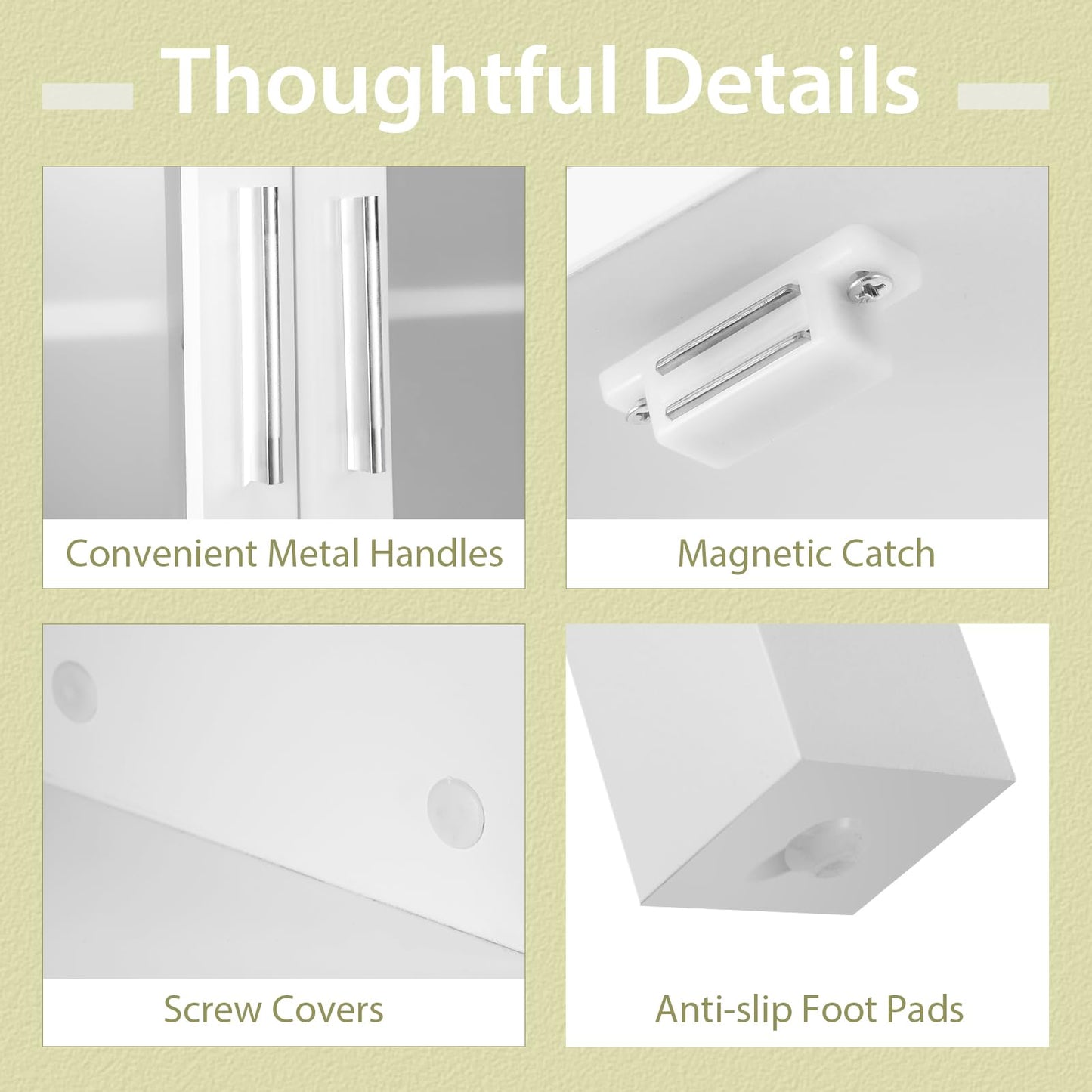 Tangkula Over The Toilet Storage Cabinet  w/Double Tempered Glass Doors