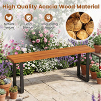 Tangkula Acacia Wood Outdoor Bench(47" x 10.5" x 18",1/2)