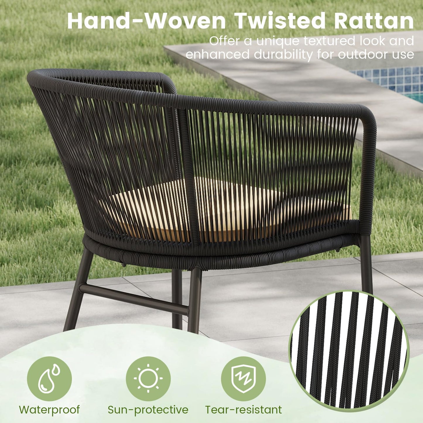 Tangkula Patio Chairs Set of 4 w/Curved Backrest