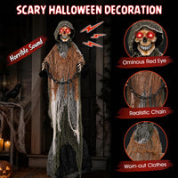 Tangkula 5.7 FT Life-Size Animated Halloween Grim Reaper with Chain