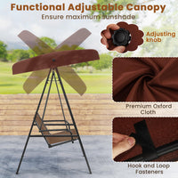 Tangkula 2 Person Porch Swing, Patio Swing with Adjustable Canopy