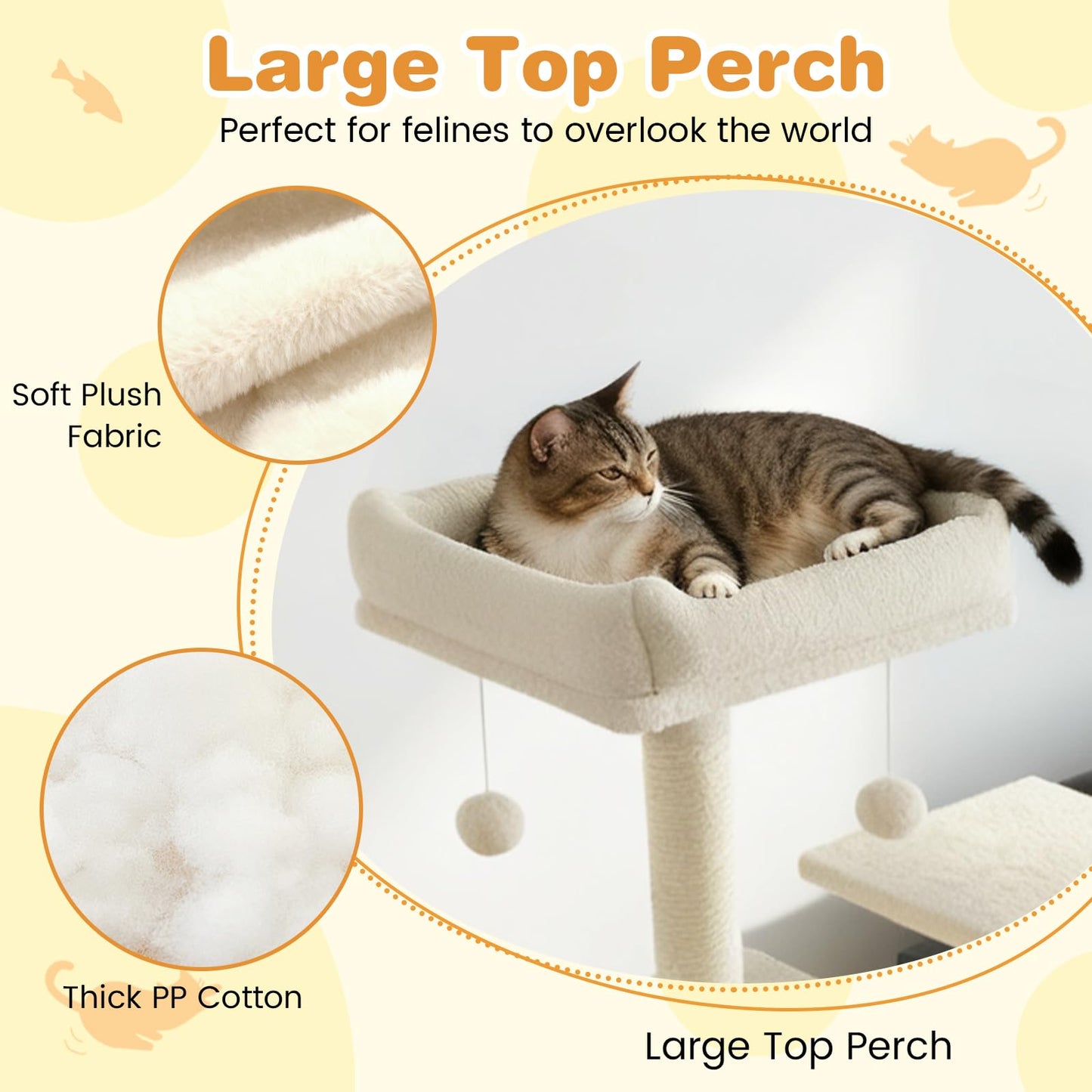 Tangkula Tour pour chat extra haute de 75 pouces avec poteau à griffer en sisal, perchoir supérieur rembourré et doubles condos