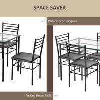 Tangkula Dining Table Set, 5 Pieces Dining Set with Tempered Glass Top Table and 4 Chairs