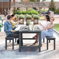 Tangkula 67" HDPE Outdoor Dining Table with Wood-Like Tabletop and Umbrella Hole