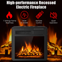 Tangkula 18 Inch Electric Fireplace Insert, Freestanding & Recessed Electric Fireplace Heater with Remote Control, Adjustable Heater