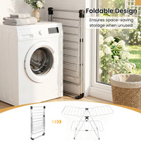 Tangkula 2-Level Heavy-Duty Aluminum Laundry Drying Rack Collapsible with Height-Adjustable Wings