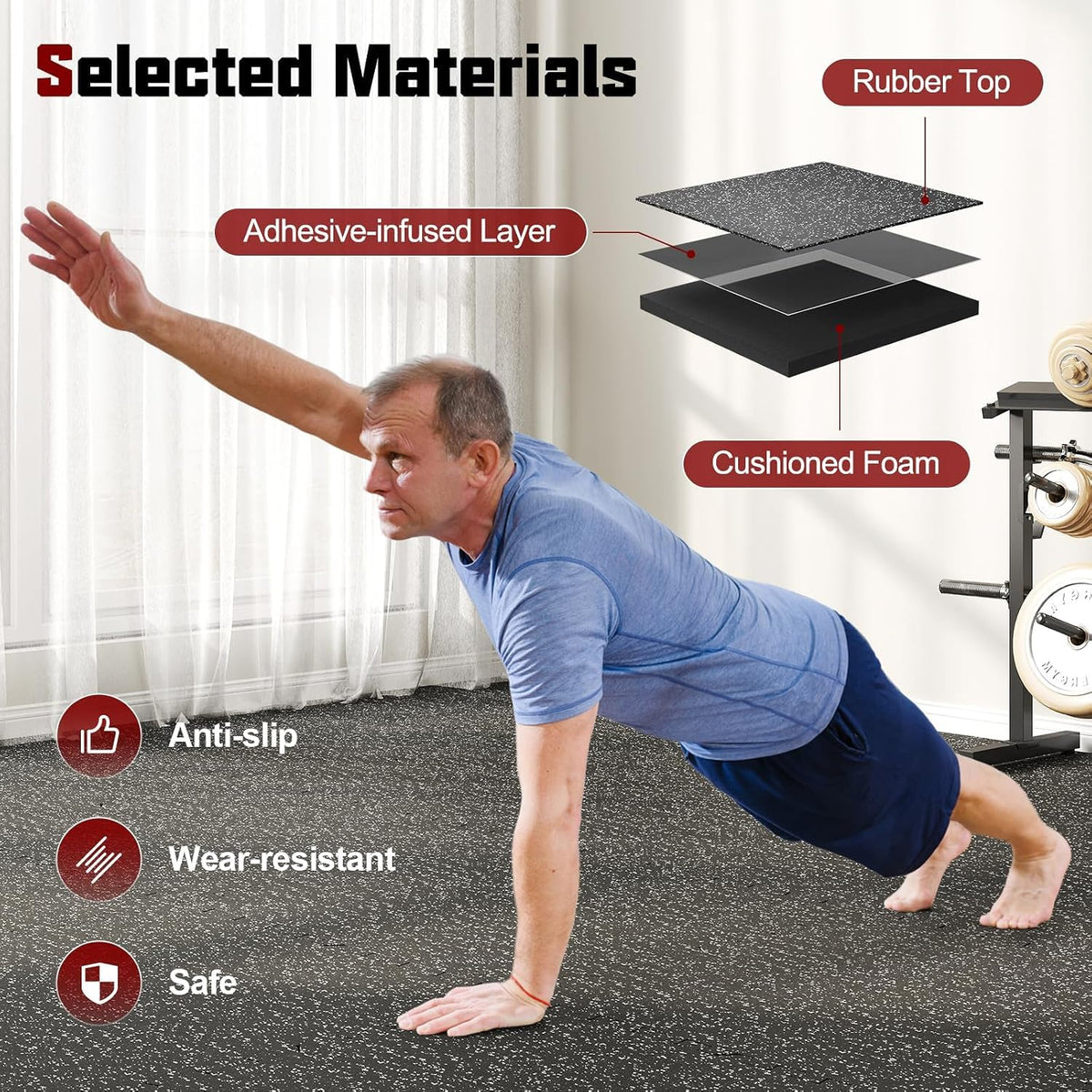 Tangkula Exercise Equipment Mats (Black/Gray Speckled,0.4/0.5”-12/18 Pack)