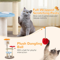 Tangkula Mushroom Cat Tree, 48 Inch Cute Cat Tower with Sisal Scratching Posts, Top Condo