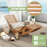 Tangkula Outdoor Chaise Lounge Chair, Acacia Wood Rocking Sun Lounger with Slatted Backrest and Seat