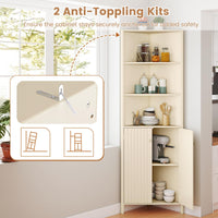 Tangkula Armoire d'angle haute de 173 cm avec 5 étagères et 2 portes cannelées