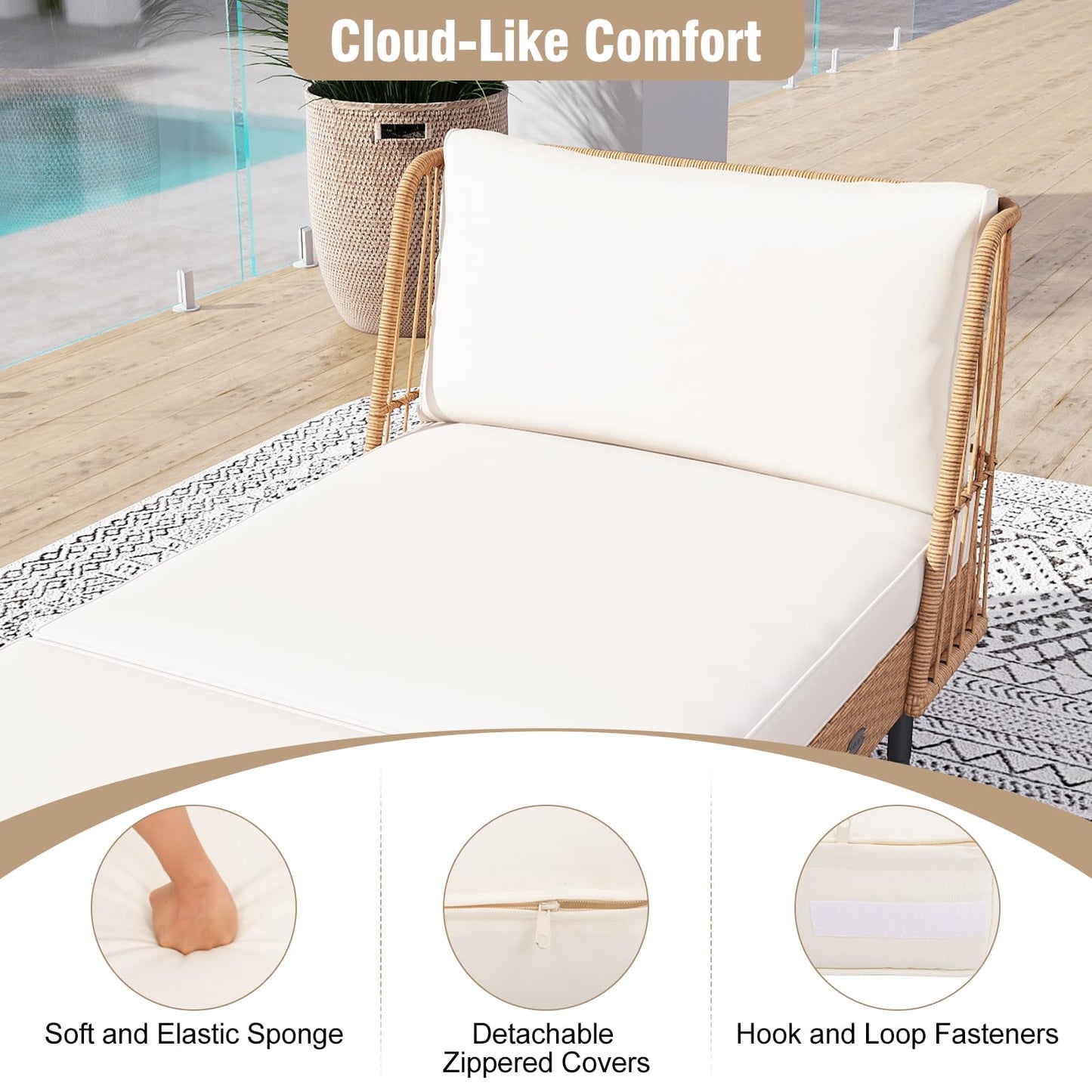 Tangkula Patio Wicker Daybed with Seat & Back Cushions