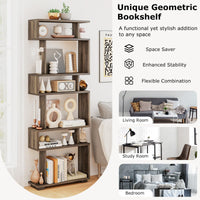 Tangkula 64" Tall 6-Tier S Shaped Bookcase with Anti-Tipping Kit