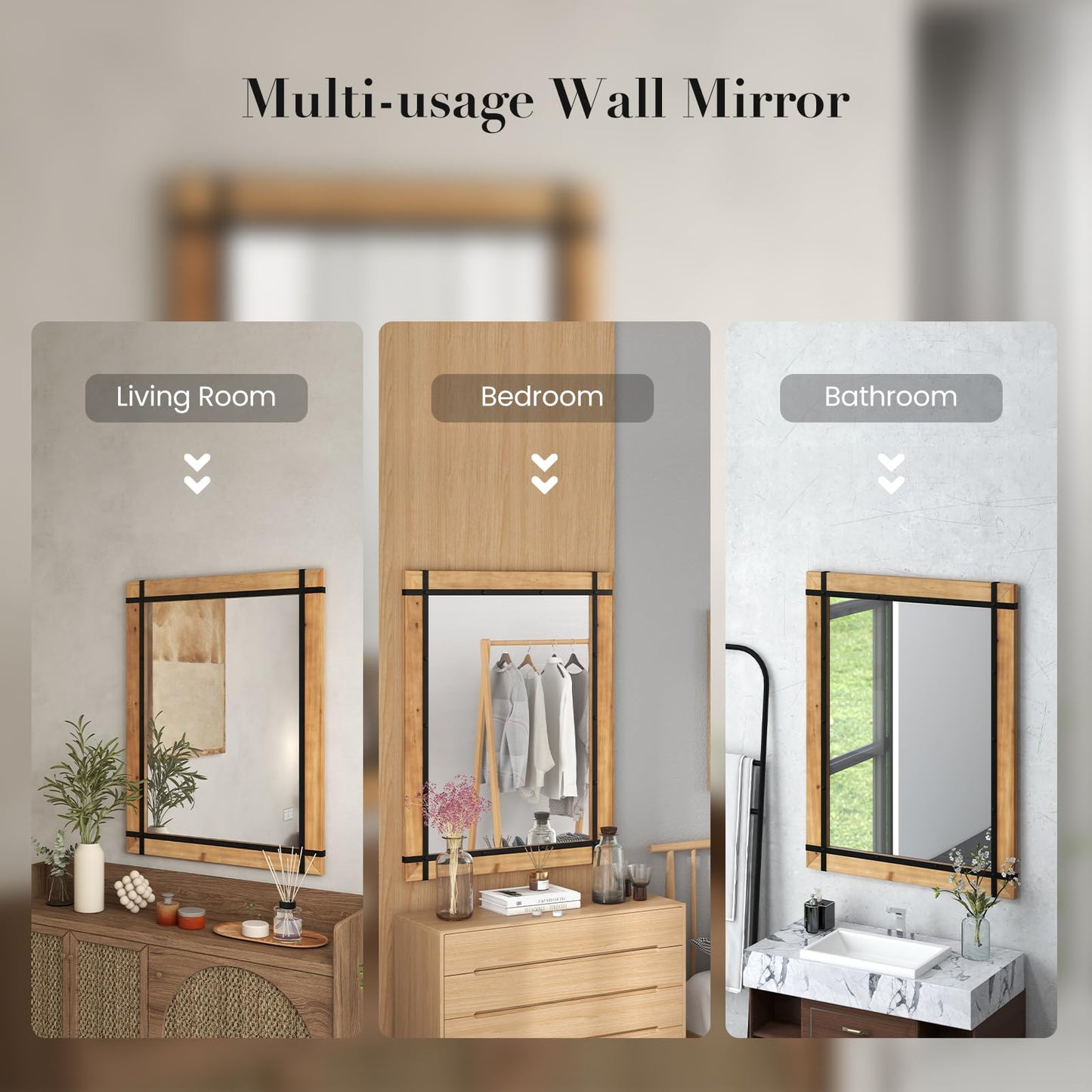 Tangkula 40" x 30" Inch Farmhouse Wall Mirror