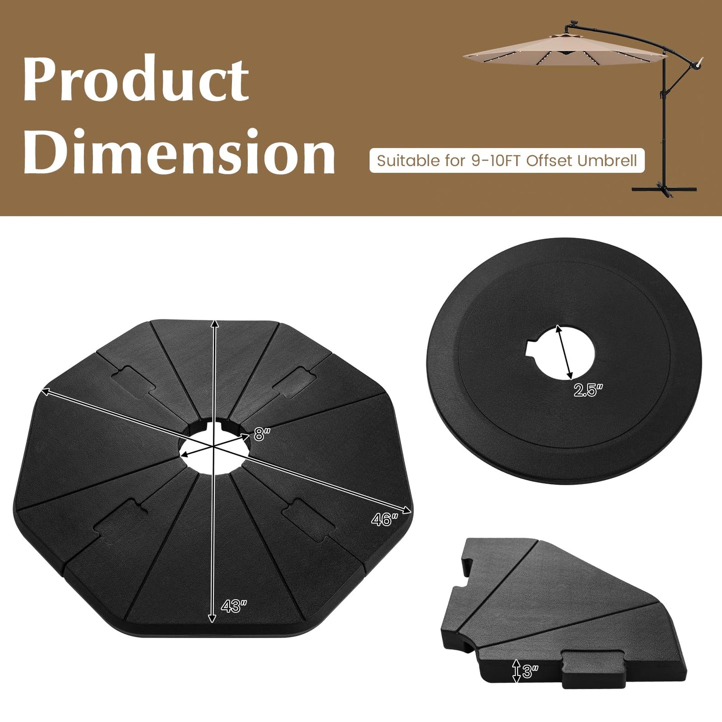 Tangkula 4-Piece Patio Umbrella Base