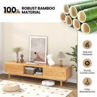 Tangkula Bamboo TV Stand for 65” 70” TVs