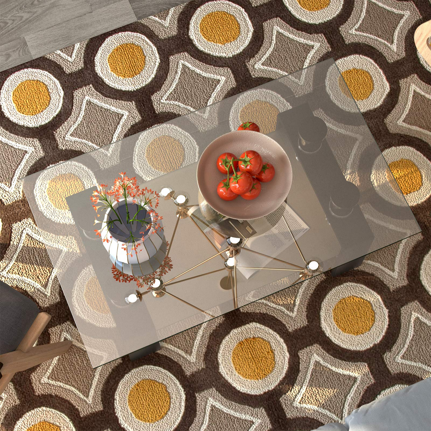 Tangkula Rectangular Glass Coffee Table, Modern Side Coffee Table