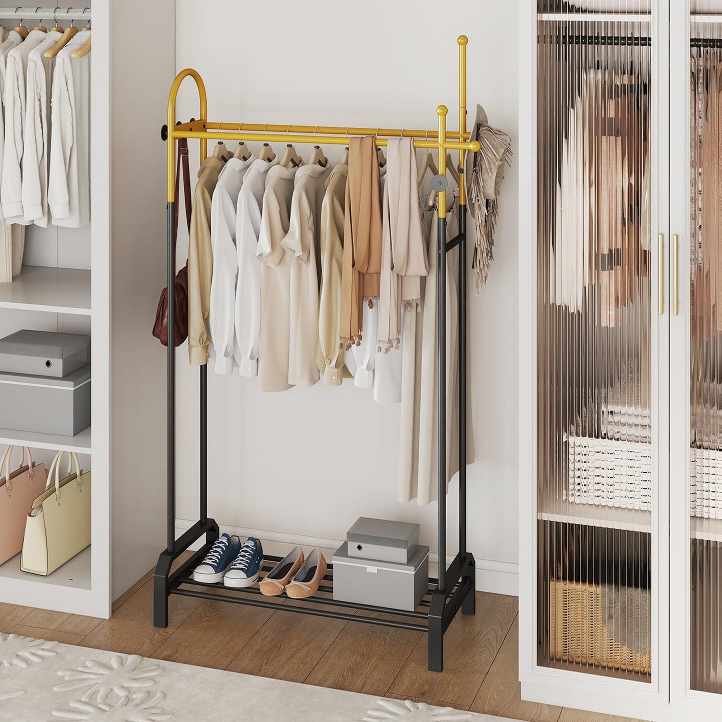 Tangkula Heavy Duty Clothes Rack with Double Hanging Rods